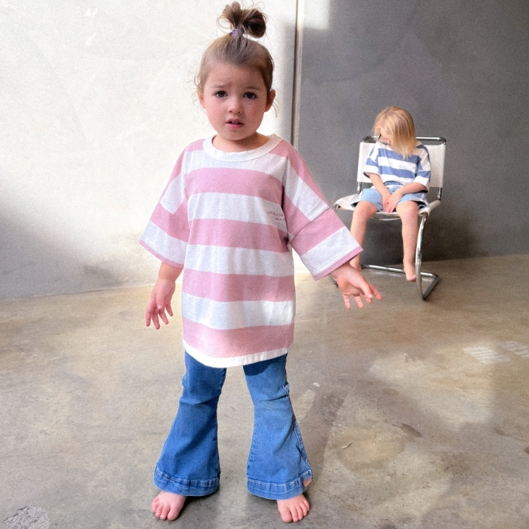 TWIN COLLECTIVE KIDS 條紋寬鬆T恤 Stripe Tee - Soft Pink