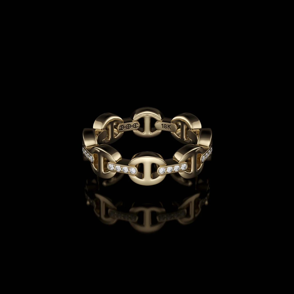 HB002D DAME TRI-LINK WITH DIAMOND BRIDGES - 18K GOLD