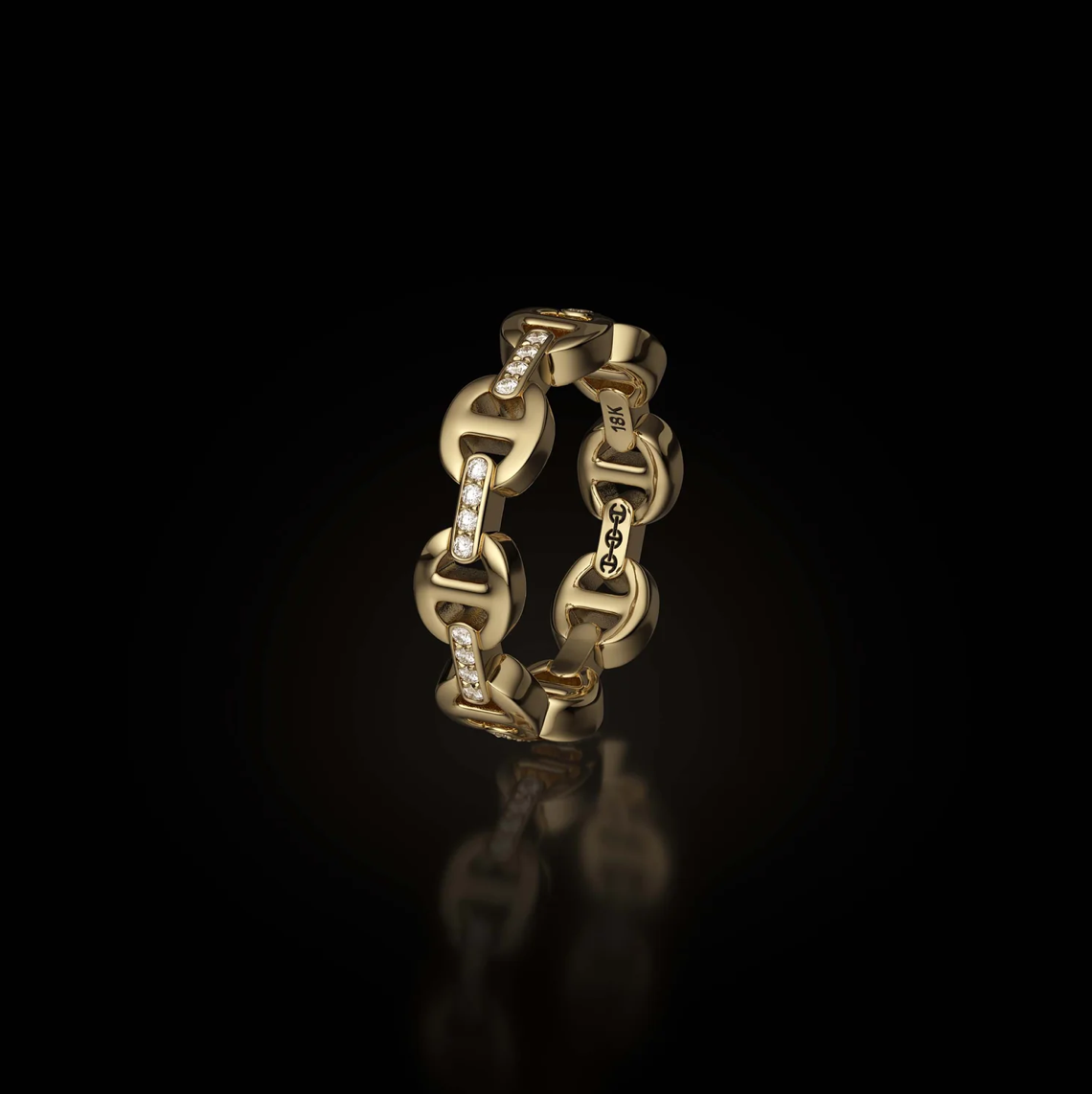 HB002D DAME TRI-LINK WITH DIAMOND BRIDGES - 18K GOLD