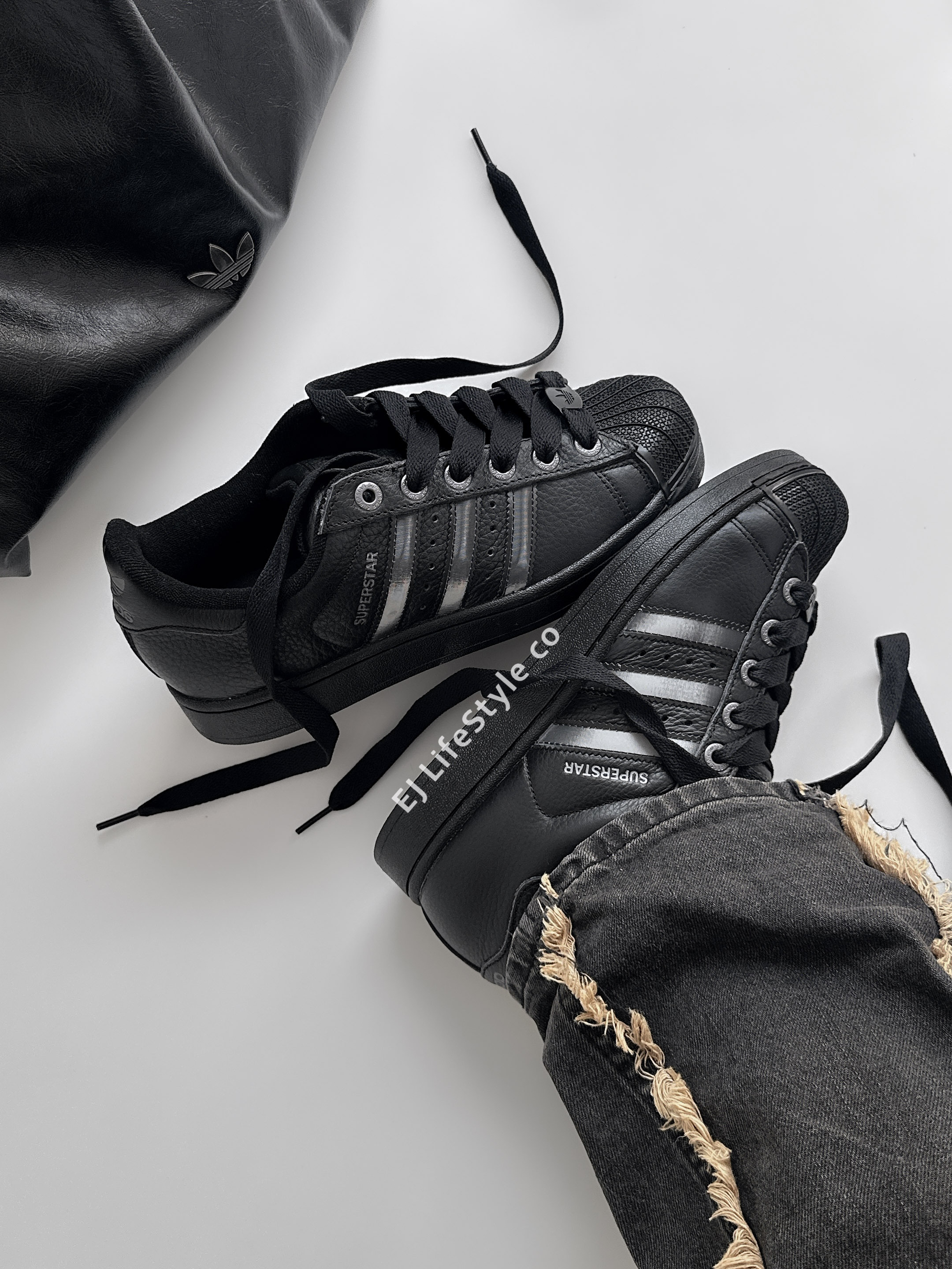 ADIDAS SUPERSTAR 2.0 貝殼頭 愛迪達 三葉草 光柵拼接 黑標 荔枝皮革 男女鞋 JQ3914 / 調貨