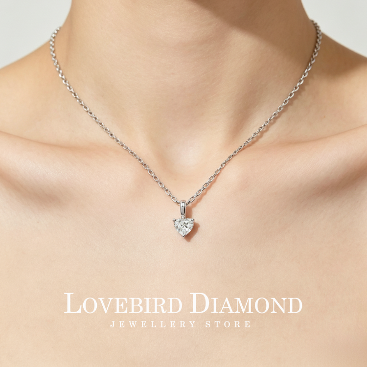 18K White Gold  Lab Grown Diamond Heart Shape Pendant