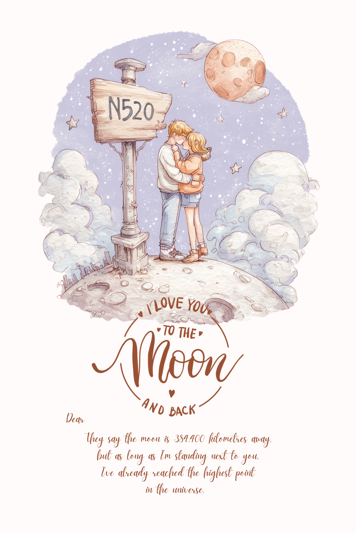 Love You To The Moon 520 情人節卡（請於結帳頁加購）