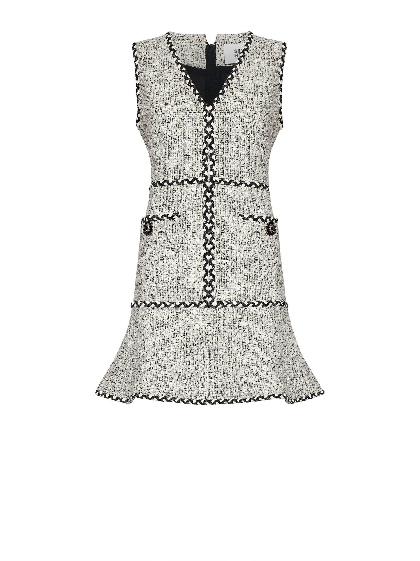 1SH0508-096 [SILVIAN HEACH] Short Dress Wadi Chalk/Blk #GPP26256VE (EU)
