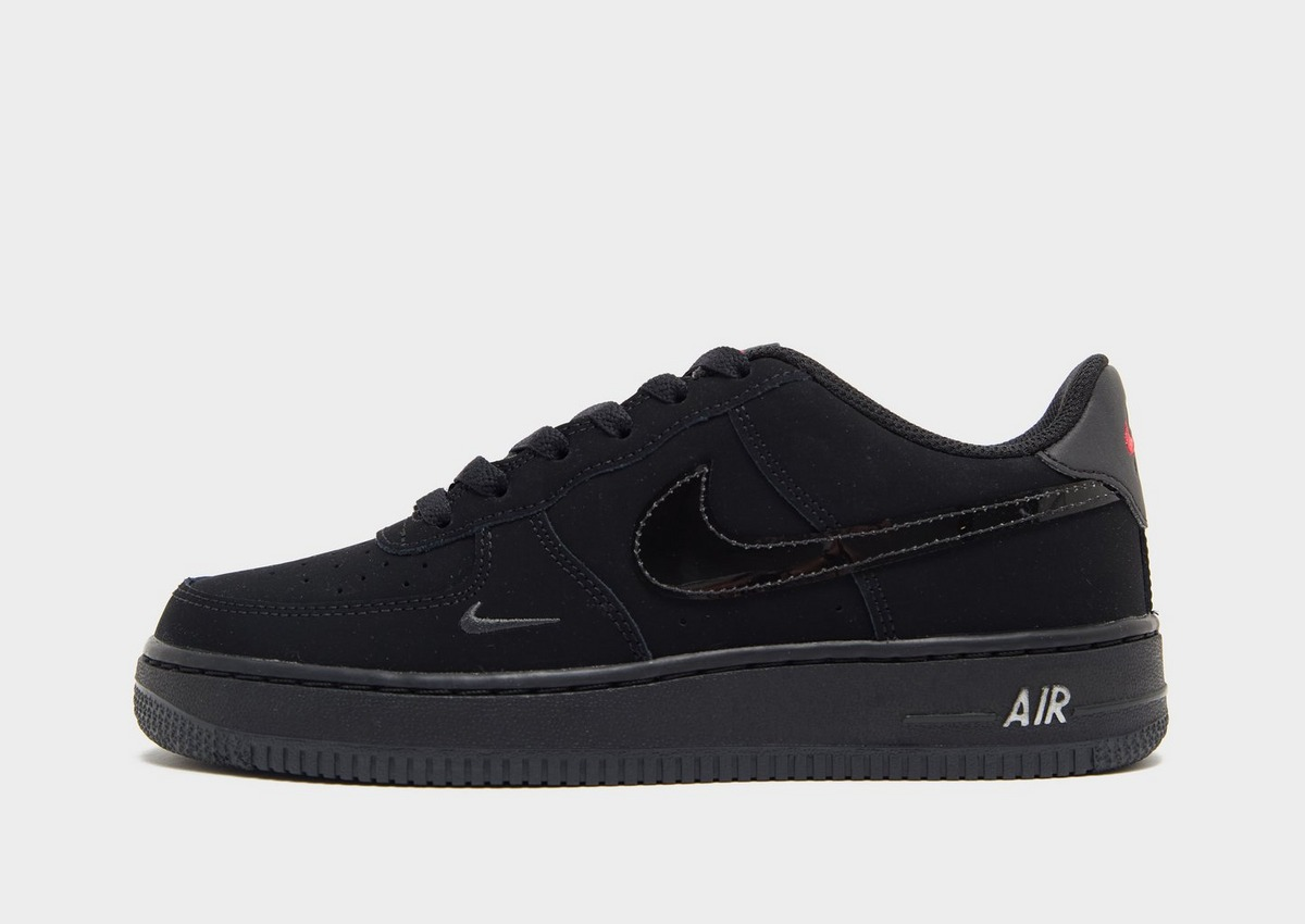 【預訂】NIKE AIR FORCE 1  全黑刺繡小剔 漆皮剔-GS