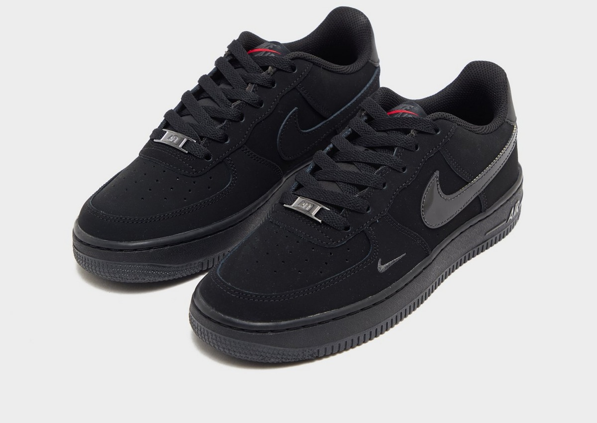 【預訂】NIKE AIR FORCE 1  全黑刺繡小剔 漆皮剔-GS