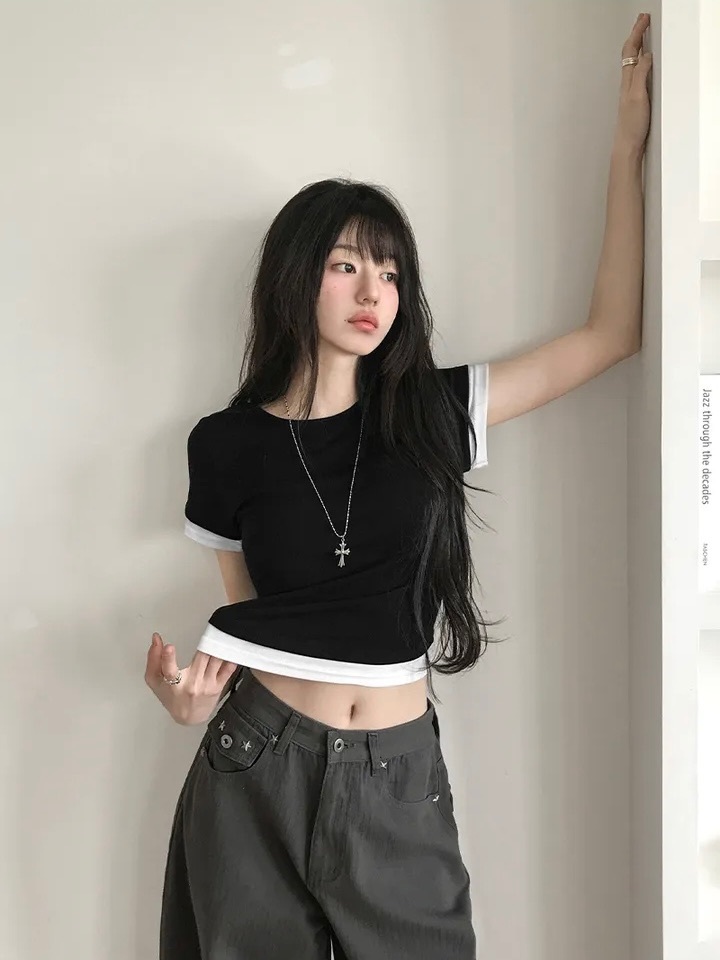 【13.5 截單額外95折優惠！首批優惠價預訂】韓國層疊短袖TEE（4色）