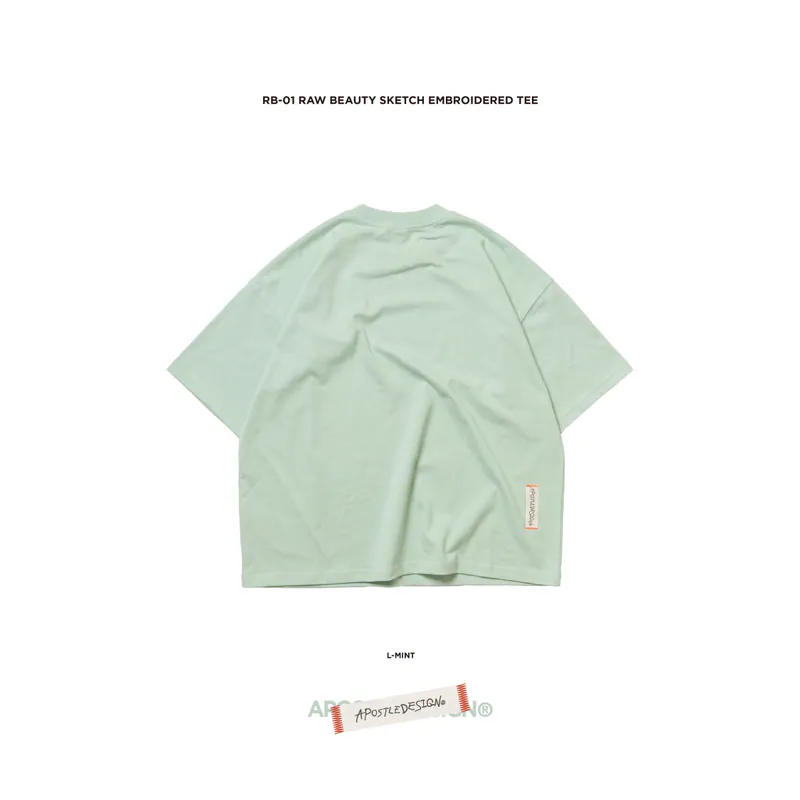 RB-01 Raw Beauty Sketch Embroidered TEE - L-Mint