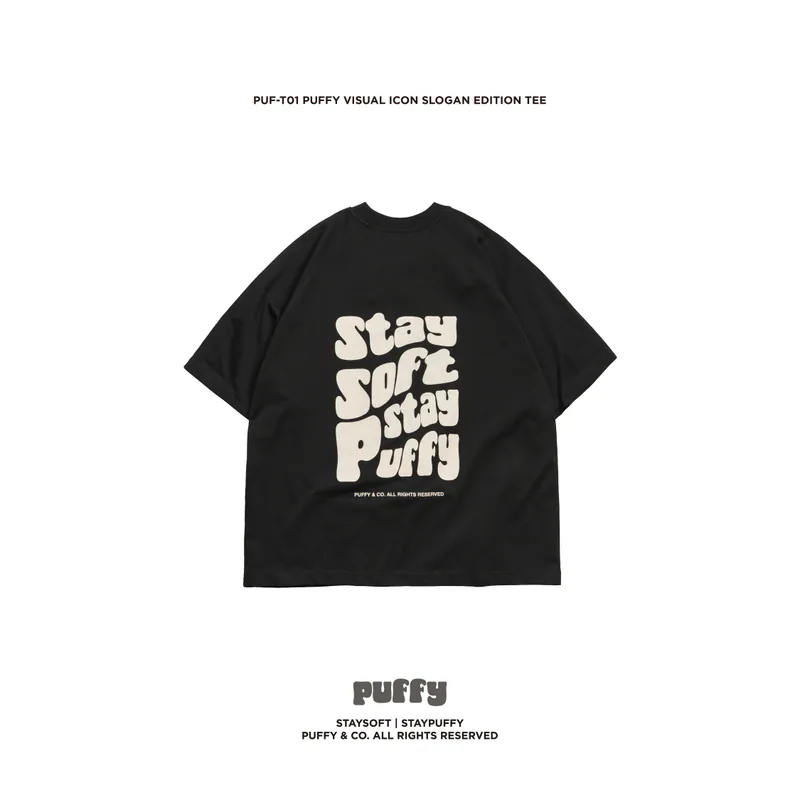 PUF-T01 PUFFY Visual Icon Slogan Edition TEE - Black