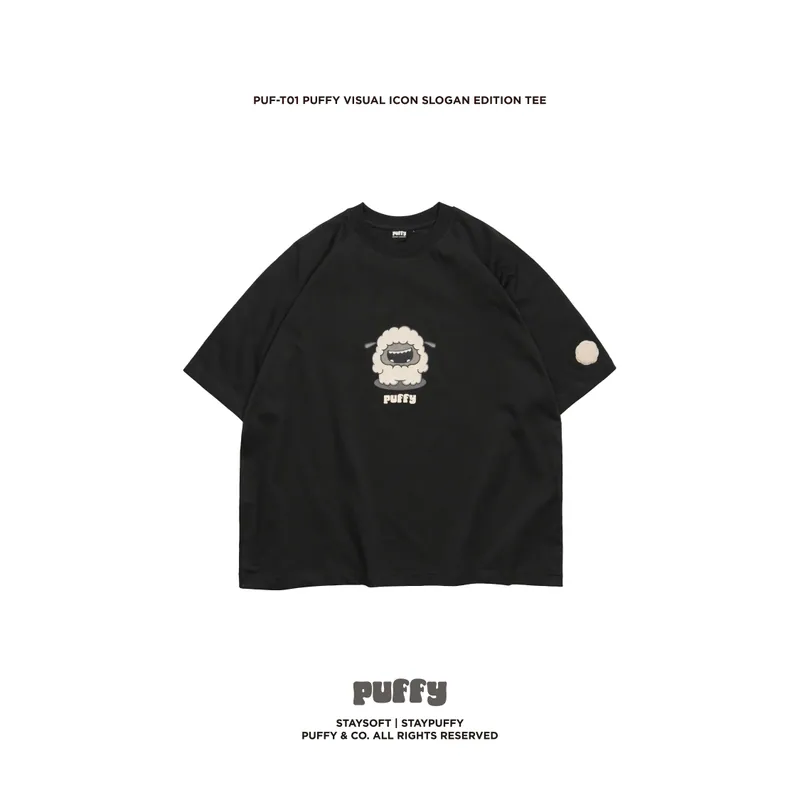 PUF-T01 PUFFY Visual Icon Slogan Edition TEE - Black
