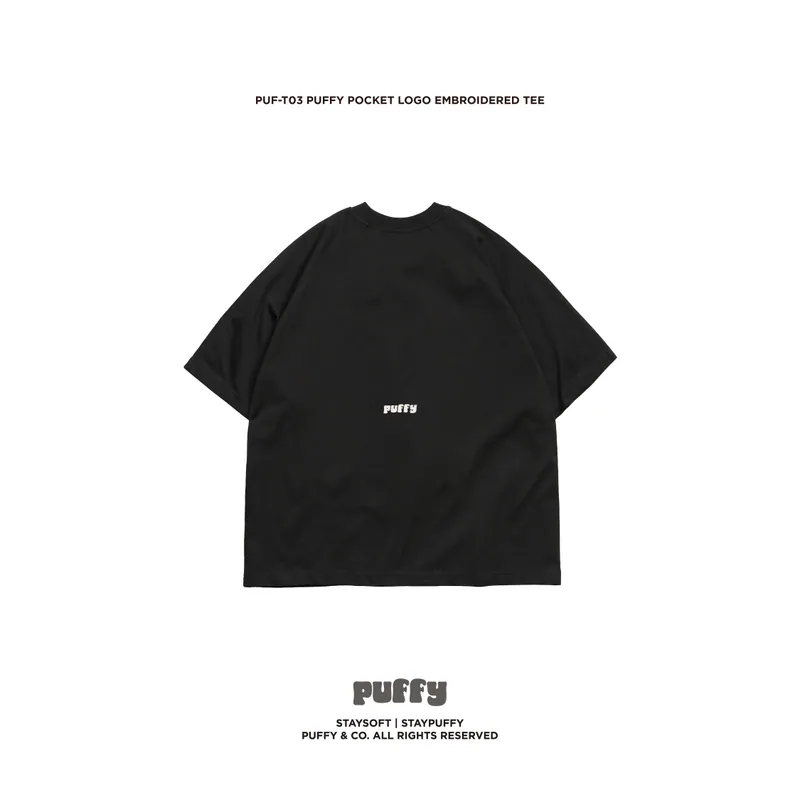 PUF-T03 PUFFY Pocket Logo Embroidered TEE - Black