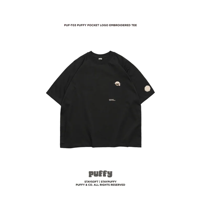 PUF-T03 PUFFY Pocket Logo Embroidered TEE - Black