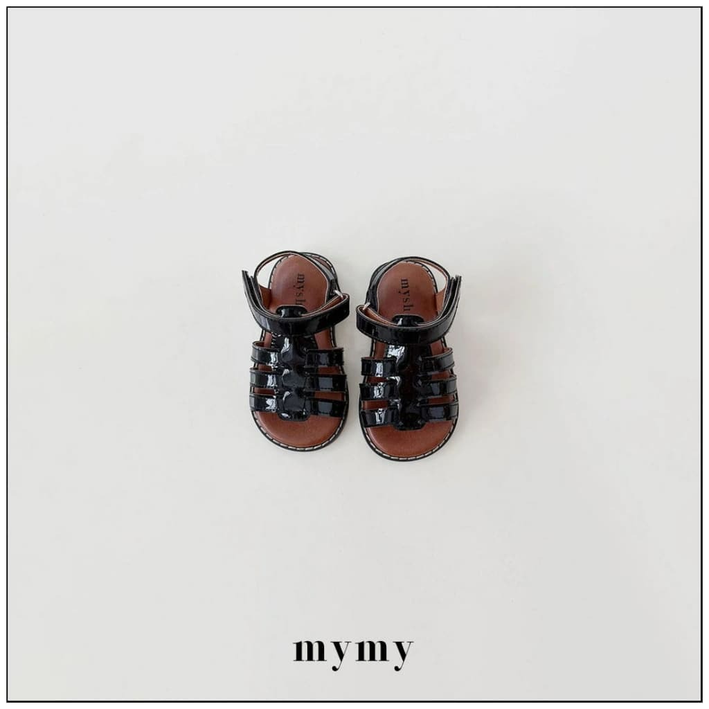 正韓夏Mysocks 黑色漆皮羅馬鞋