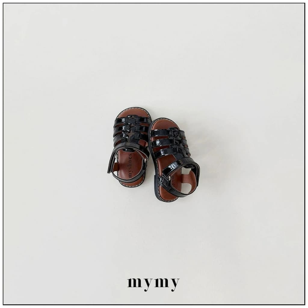 正韓夏Mysocks 黑色漆皮羅馬鞋