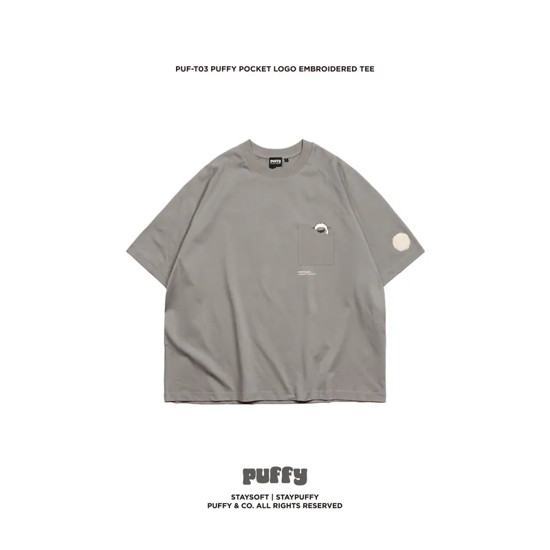 PUF-T03 PUFFY Pocket Logo Embroidered TEE - L-Gray