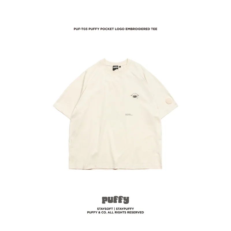 PUF-T03 PUFFY Pocket Logo Embroidered TEE - Ivory
