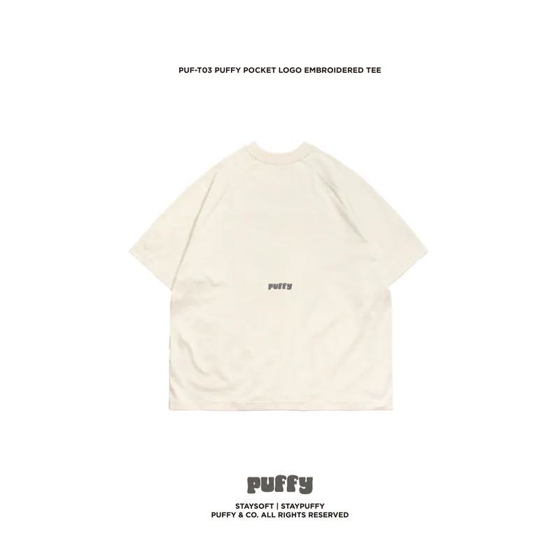 PUF-T03 PUFFY Pocket Logo Embroidered TEE - Ivory