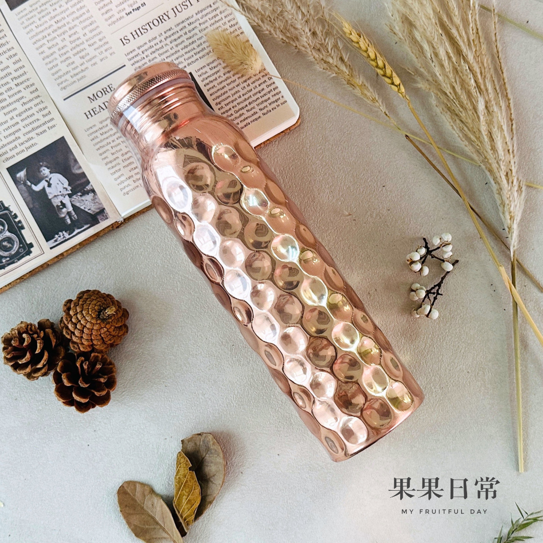 印度純銅水壺 1000ml Indian Pure Copper Bottle 1000ml (Diamond Hammered/大點)