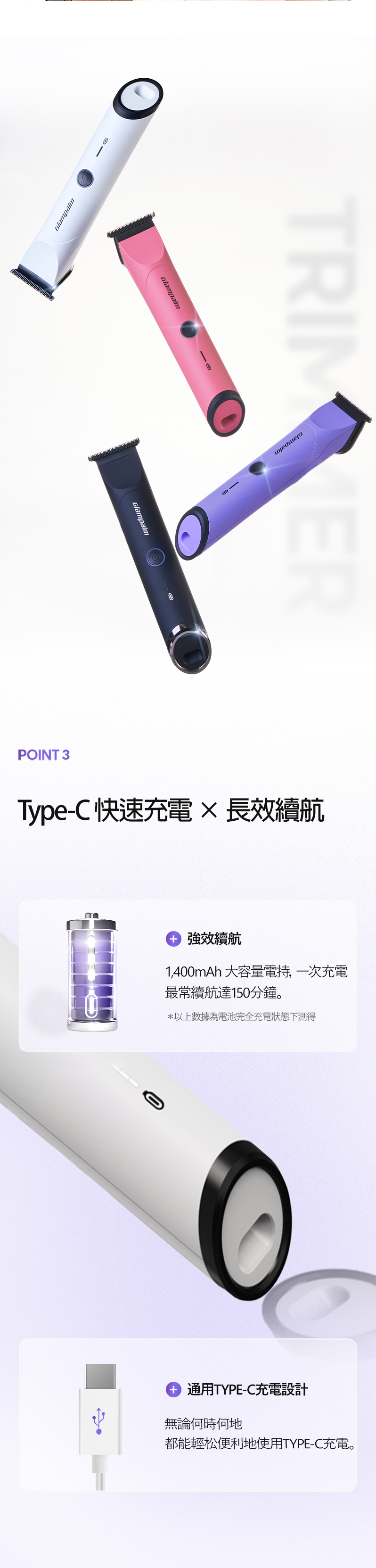 Glampalm GP813AS 充電式理髮器組｜Clipper + Trimmer-5