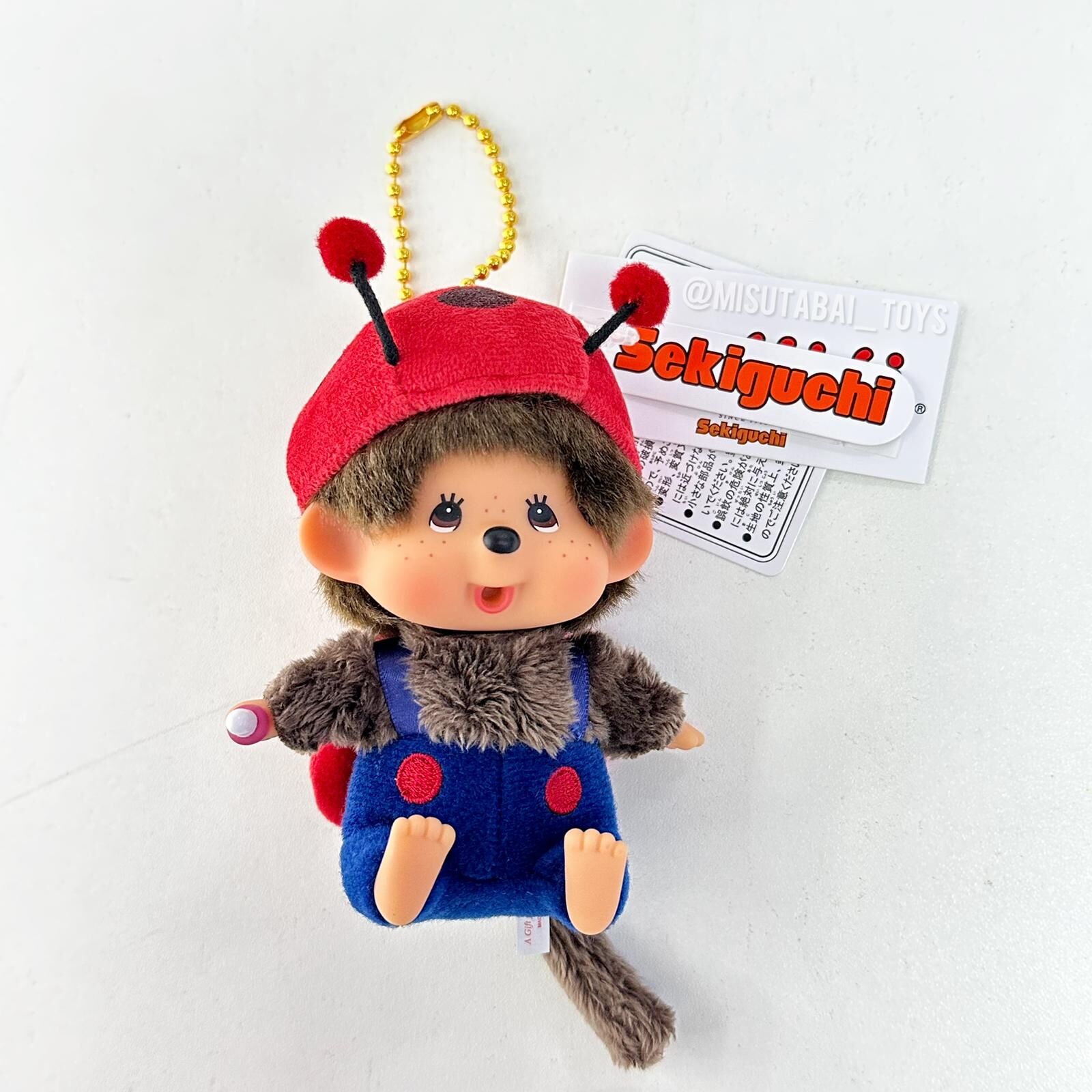 Monchhichi Big Face SS Keychain Ladybug Toy Gift Birthday Plush Toy