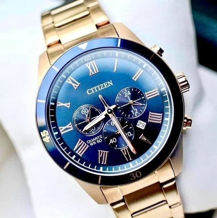 【CITIZEN 星辰】經典商務 羅馬字 真三眼 計時 日期 夜光 不鏽鋼 手錶 AN8169-58L