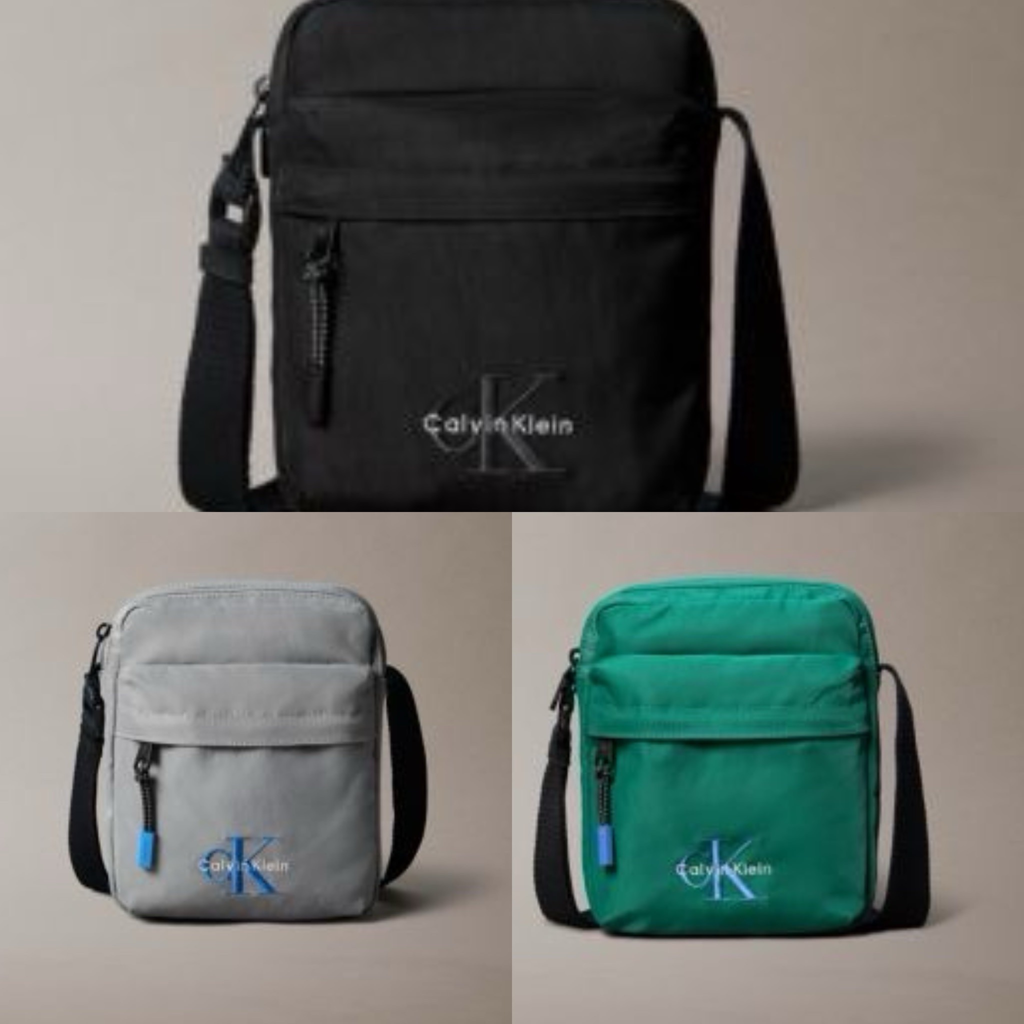Calvin Klein CK 電繡字母 帆布 斜背包 方包