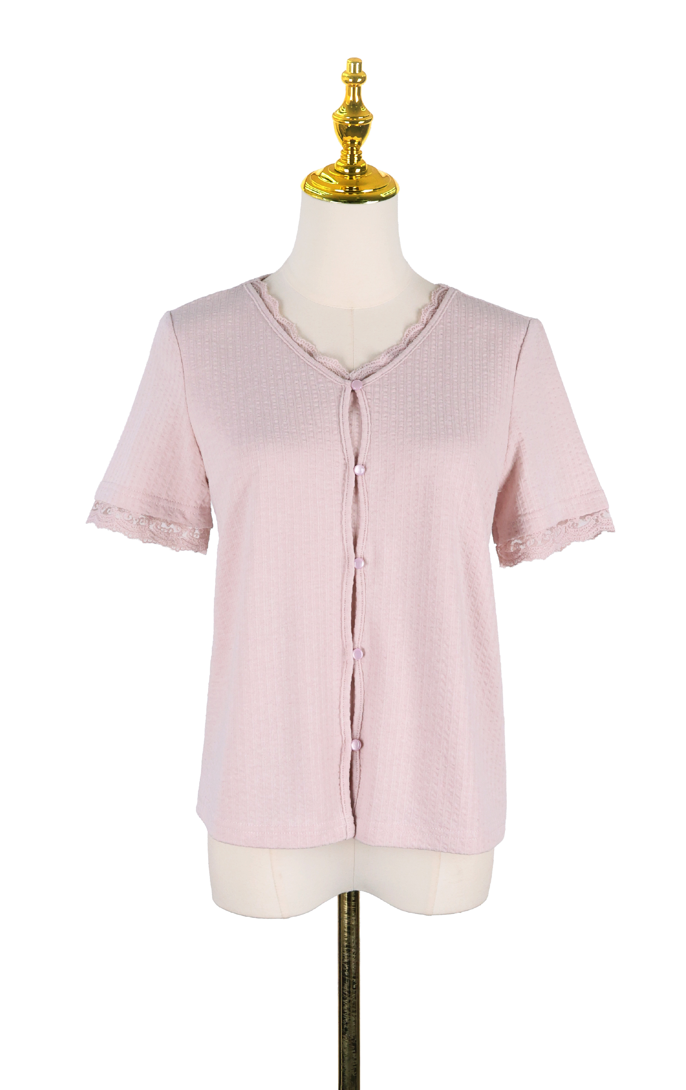 Elegant V-Neck Lace Trim Top ST0900