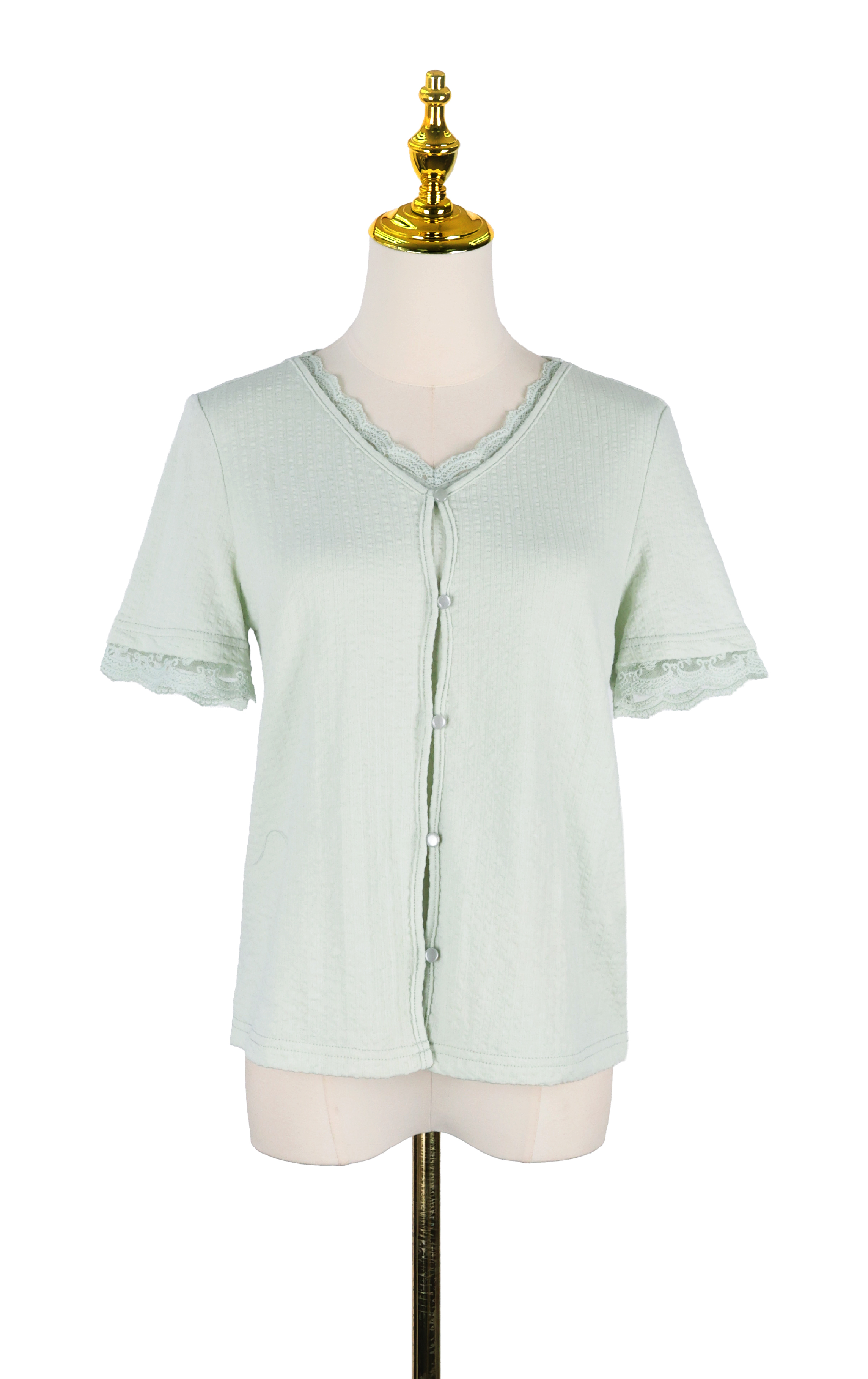 Elegant V-Neck Lace Trim Top ST0900