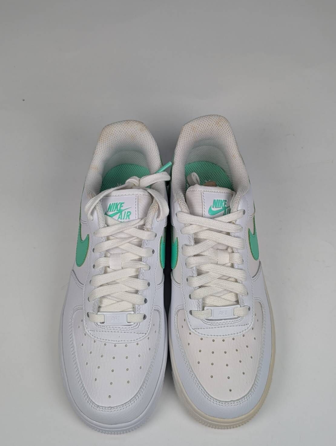 微瑕疵-左右腳鞋面色差、鞋舌、中底、鞋底、鞋口泛黃 315115-164/7 NIKE AIR FORCE 1 AF1 TIFFANY 薄荷綠