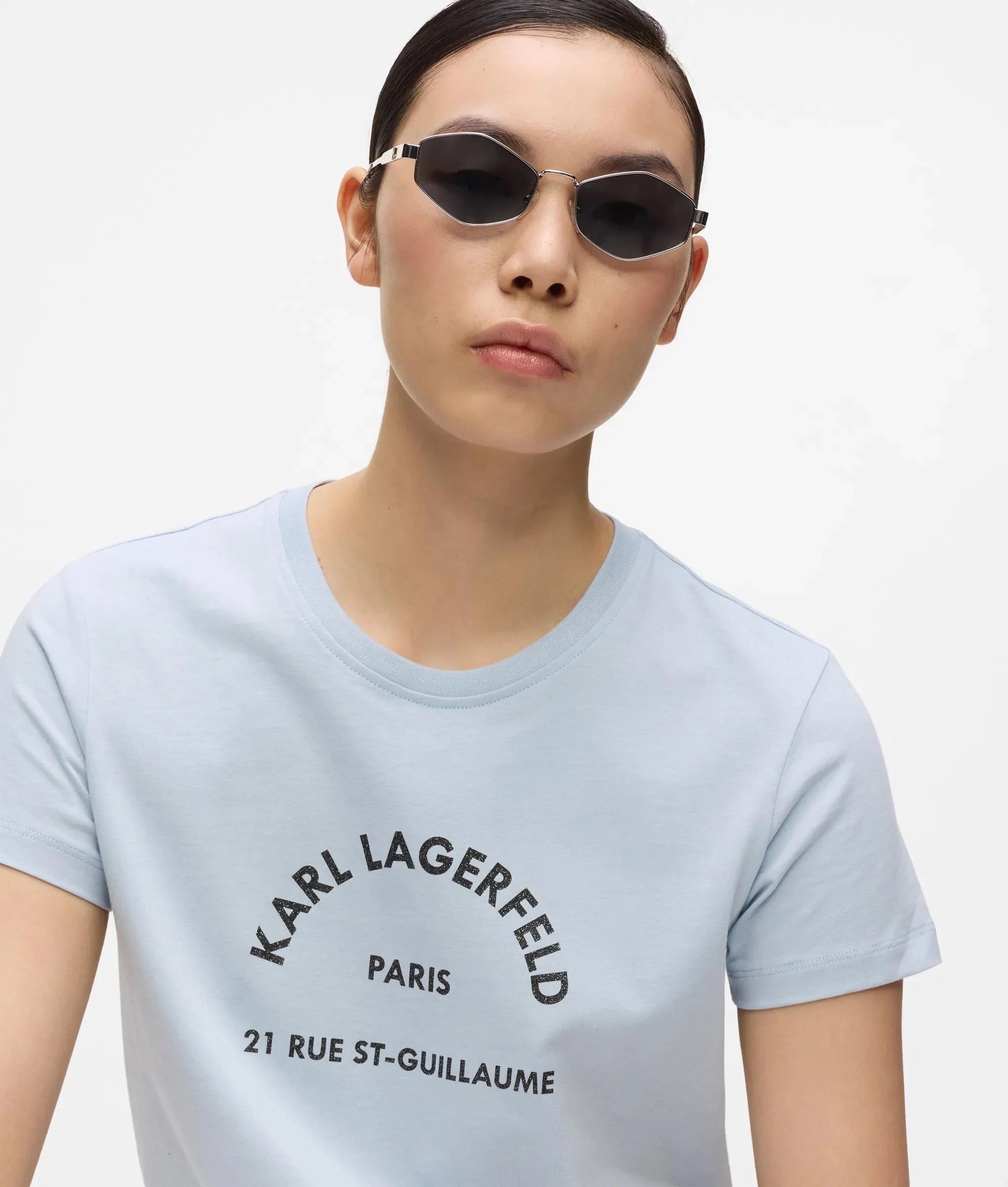 KARL LAGERFELD 字母短袖（湖水藍）