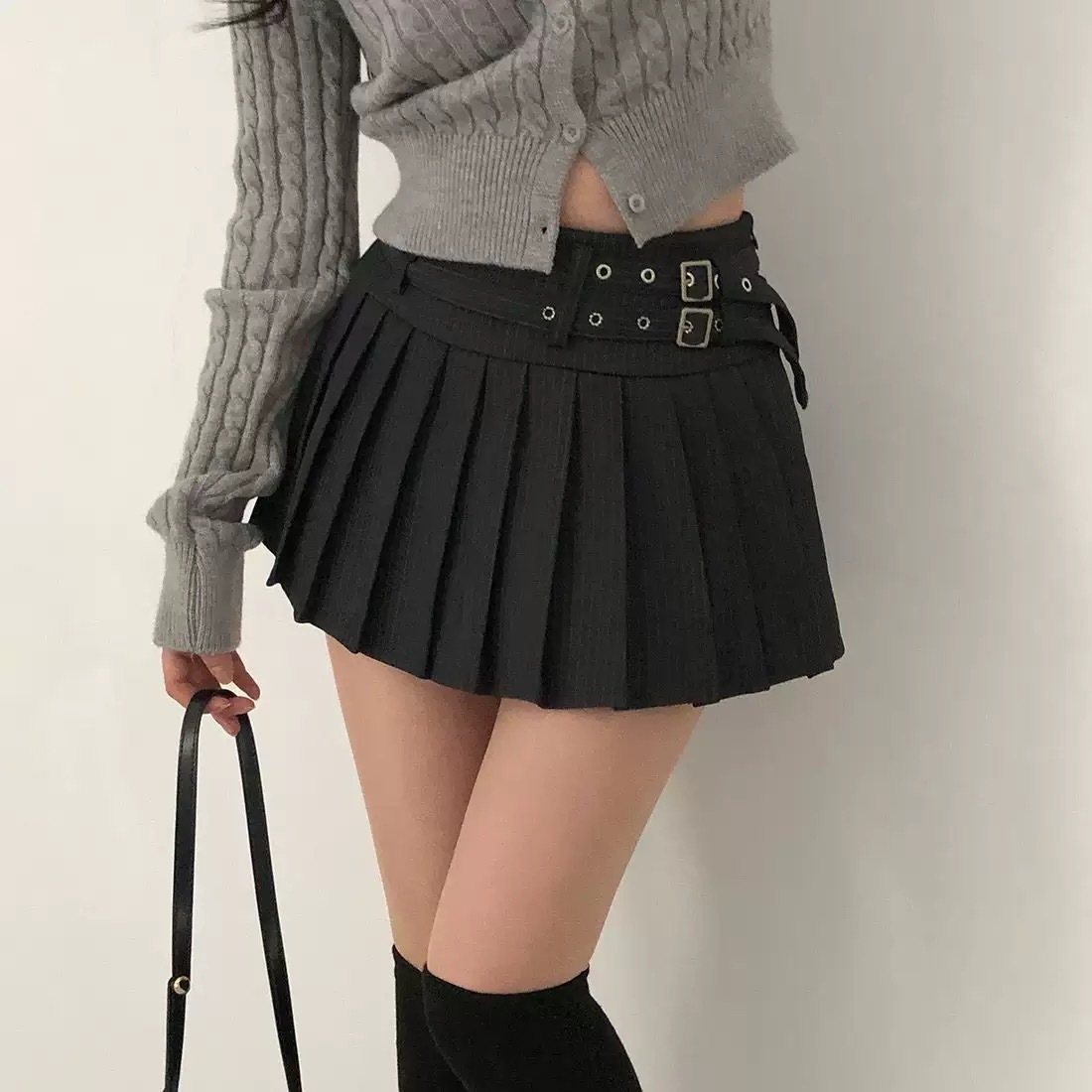 美式復古條紋百褶裙