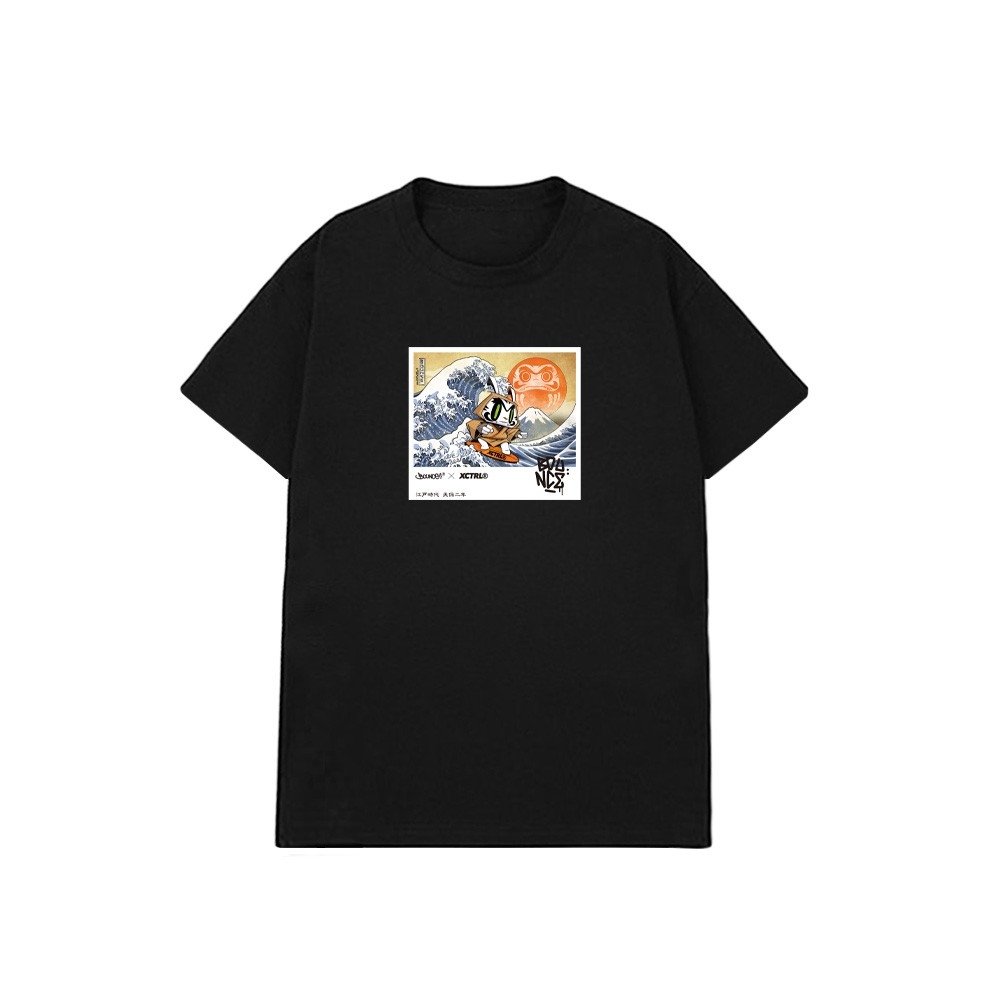 XCTRL® x BOUNCE  衝浪達摩棒小兔短T-黑