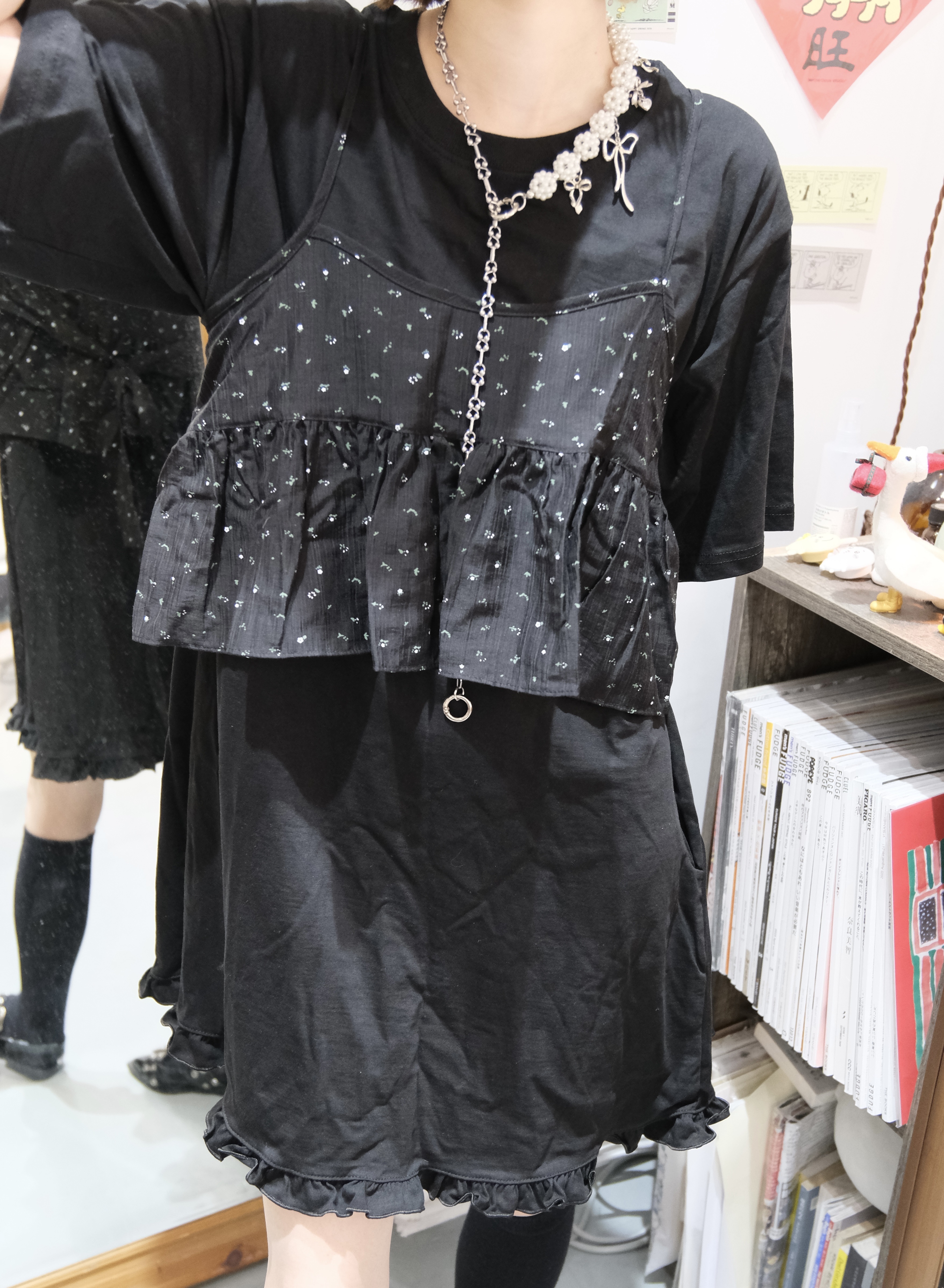 碎花蝴蝶結吊帶