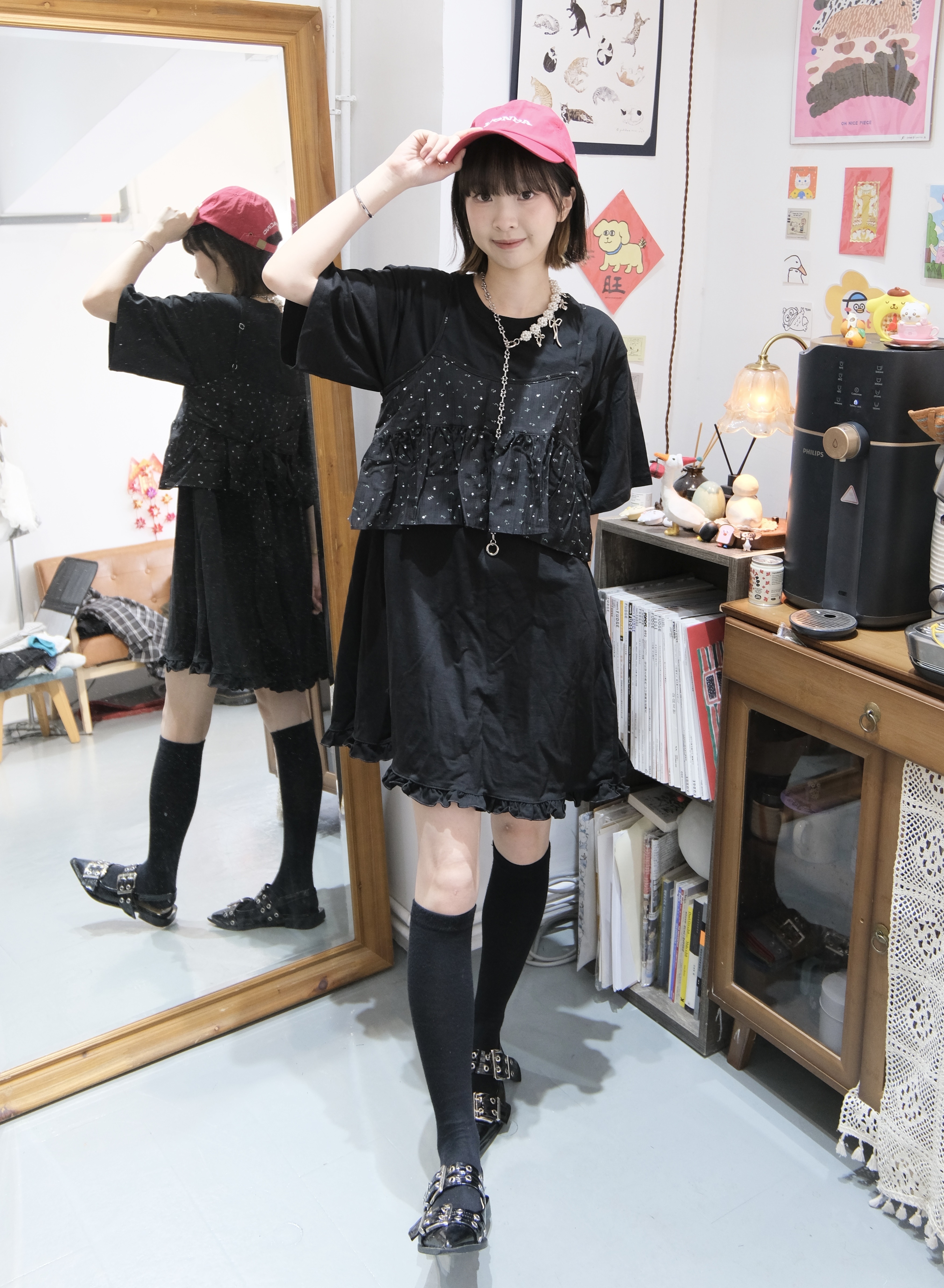 碎花蝴蝶結吊帶