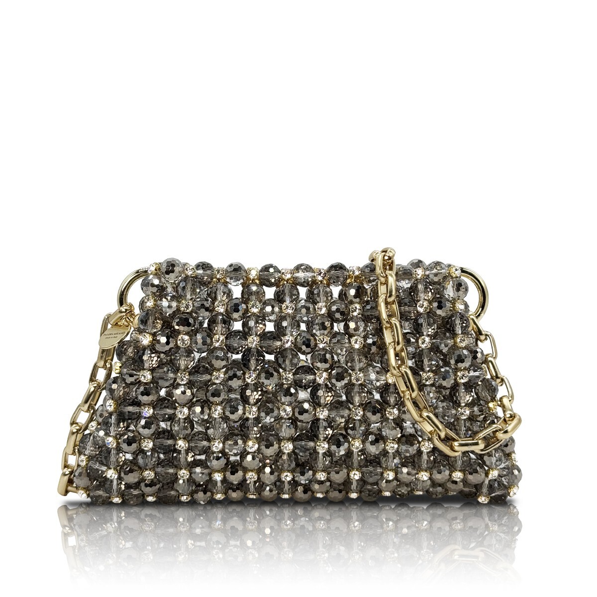 1PO0506-824 [PALERA MILANO] Jean's Selection - Crystal Pouch Grey Gold Hardware 100cm #BGCPOU-C10X10 (EU)
