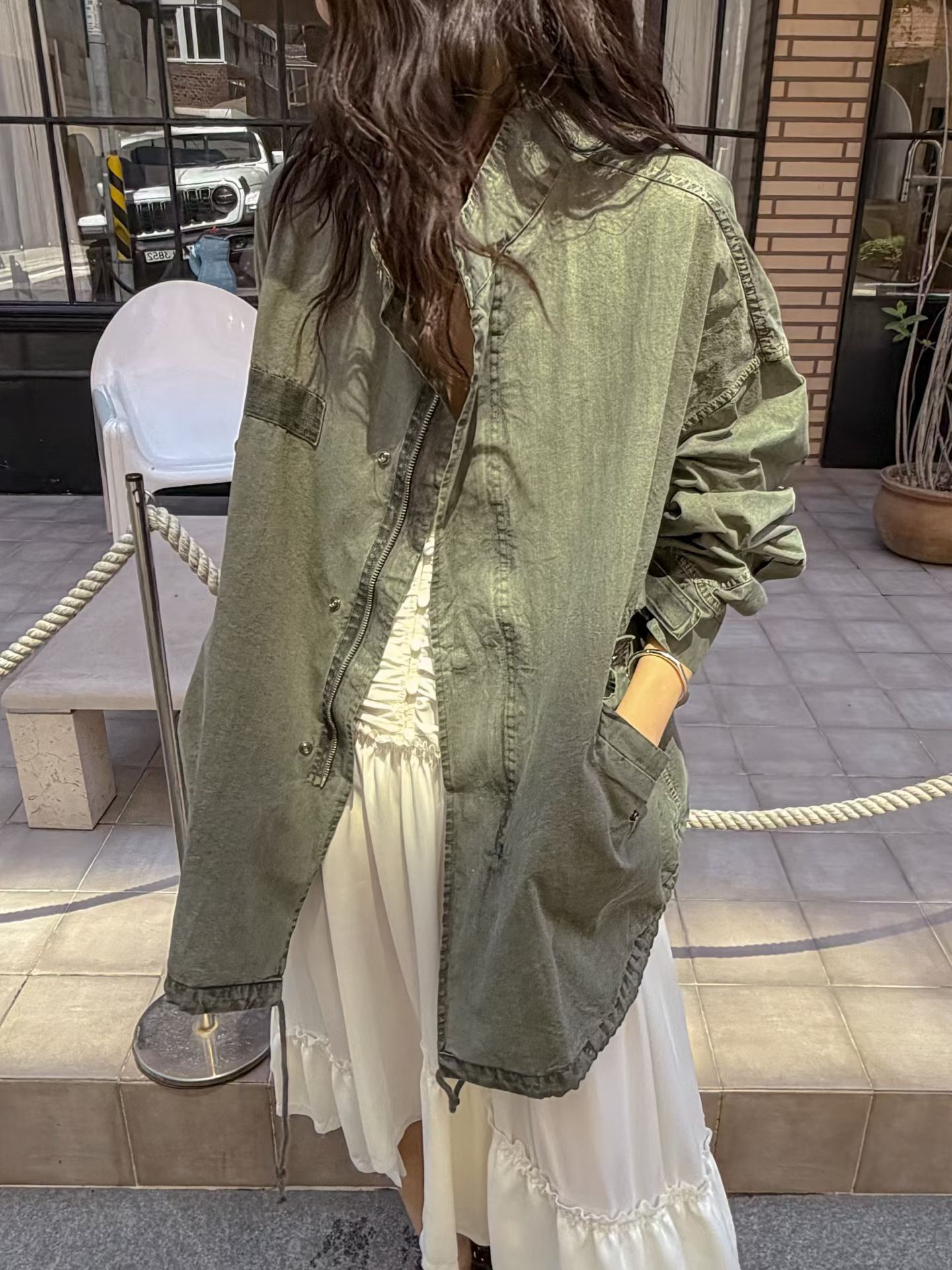 洗水淨色企領拉鍊外套 GARMENTS-076JK