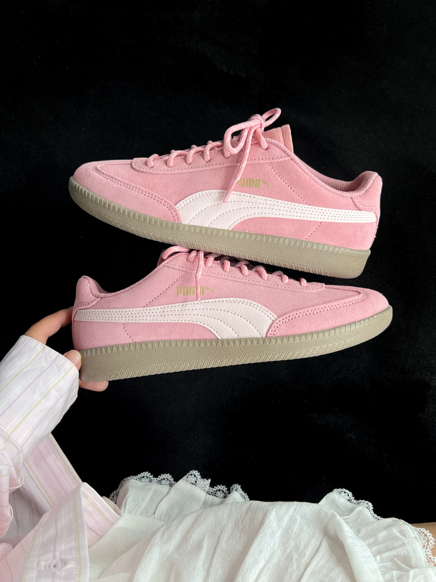 代購-<高級感>Puma 9-T suede 復古底 麂皮 德訓鞋 粉嫩嫩 406756-02