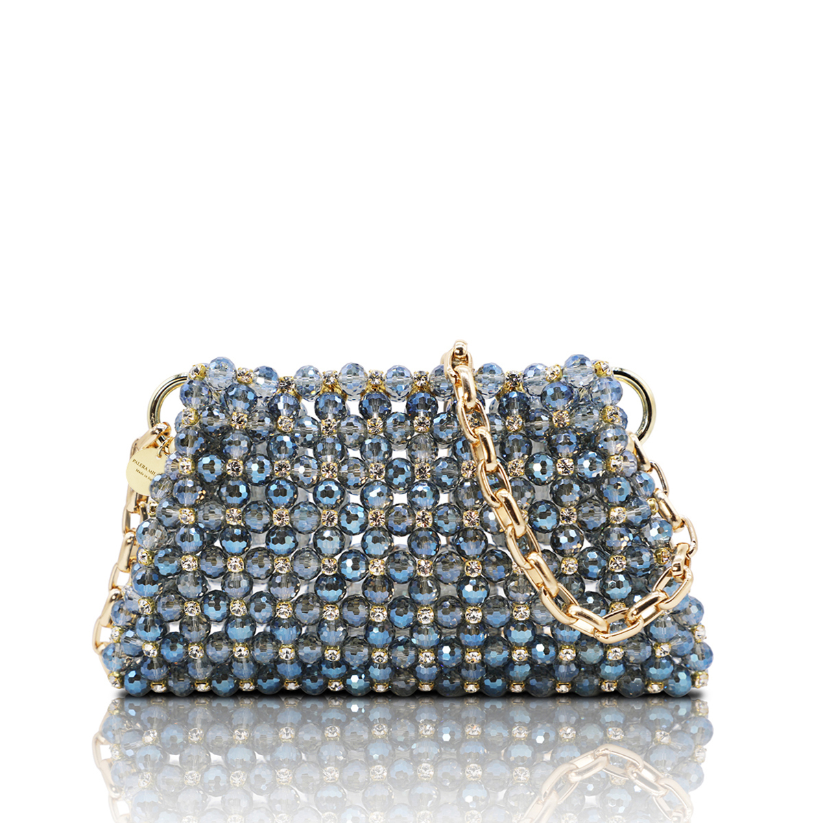 1PO0506-825 [PALERA MILANO] Jean's Selection - Crystal Pouch Sparkle Blue Gold Hardware 100cm #BGCPOU-C10X10 (EU)