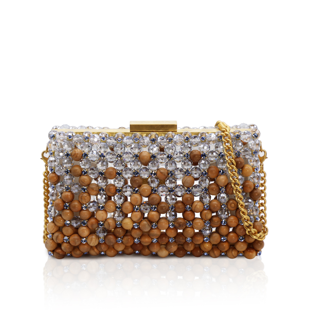 1PO0506-021 [PALERA MILANO] Clutch Wood Crystal #BGCLUT-C10DBW (EU)