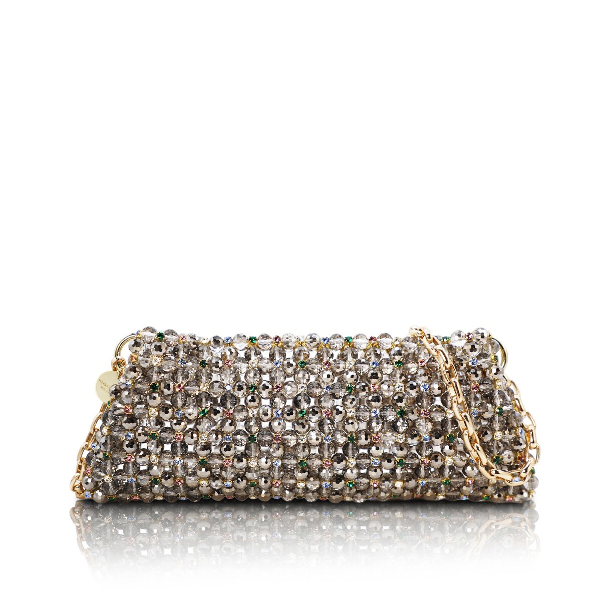 1PO0506-829 [PALERA MILANO] Jean's Selection - Crystal Pouch Long Grey Multi Diamond Gold Hardware 100cm #BGCPOL-C10DBA (EU)