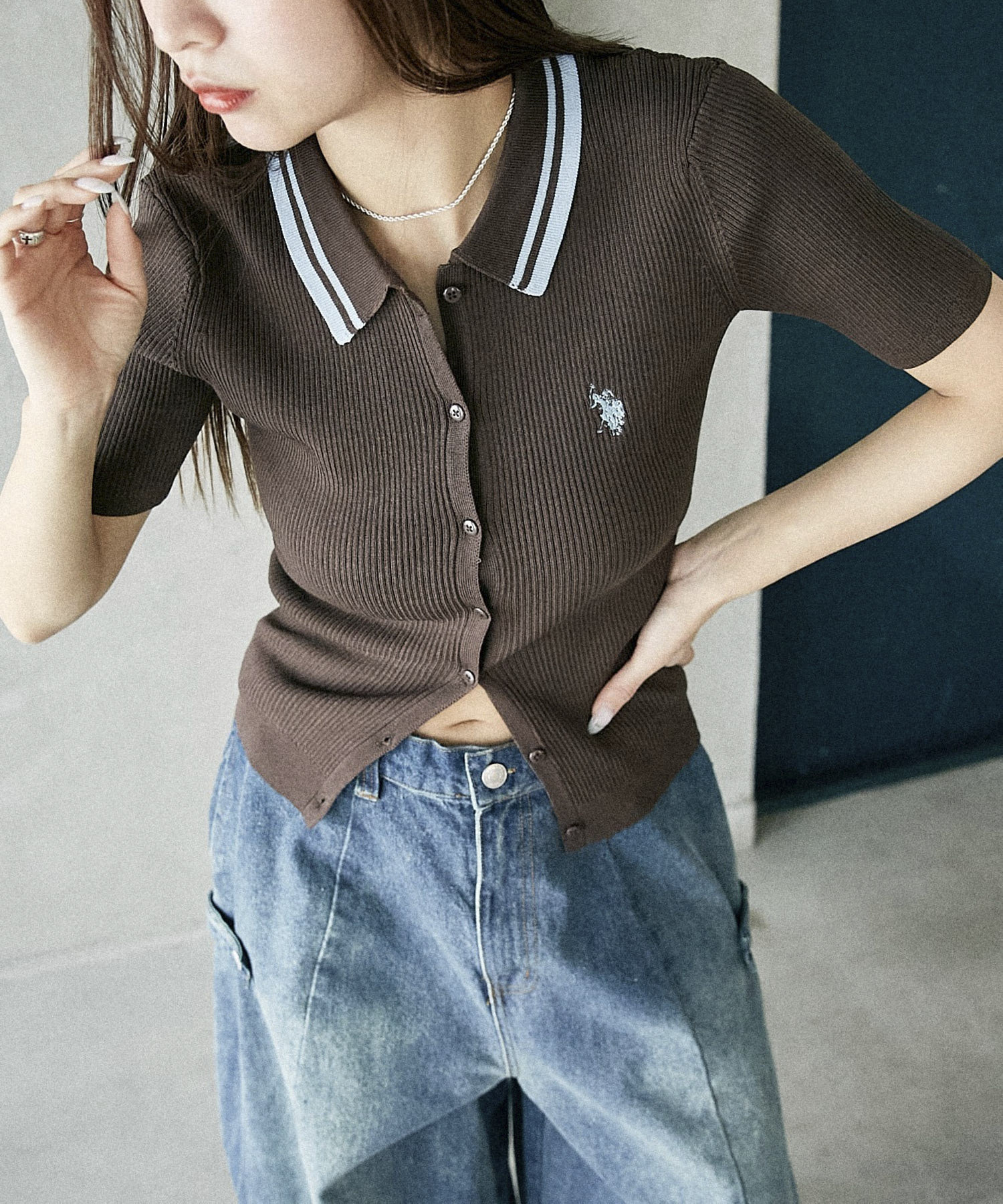 U.S. POLO ASSN. × PUBLUX / Summer Knit Polo Cardigan