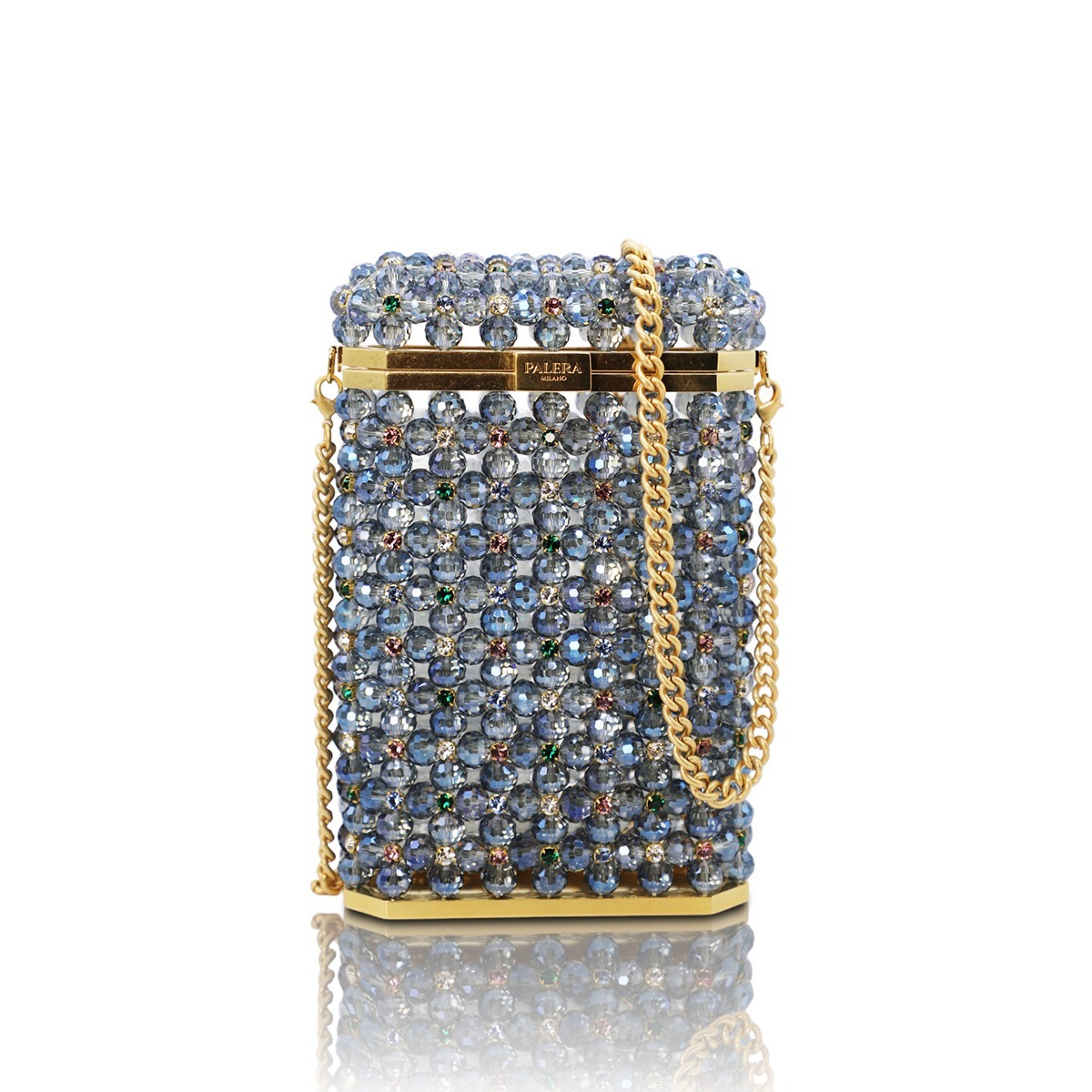 1PO0506-845 [PALERA MILANO] Jean's Selection - Phone Holder Sparkle Blue Gold Hardware #ACPHHO-C10DBA (EU)