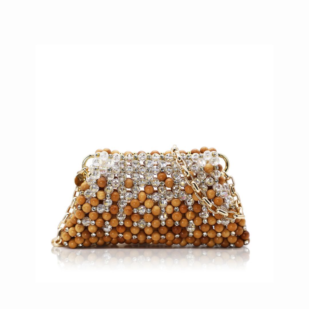 1PO0506-014 [PALERA MILANO] Crystal Pouch - Wood #BGCPOU-C10DBW (EU)