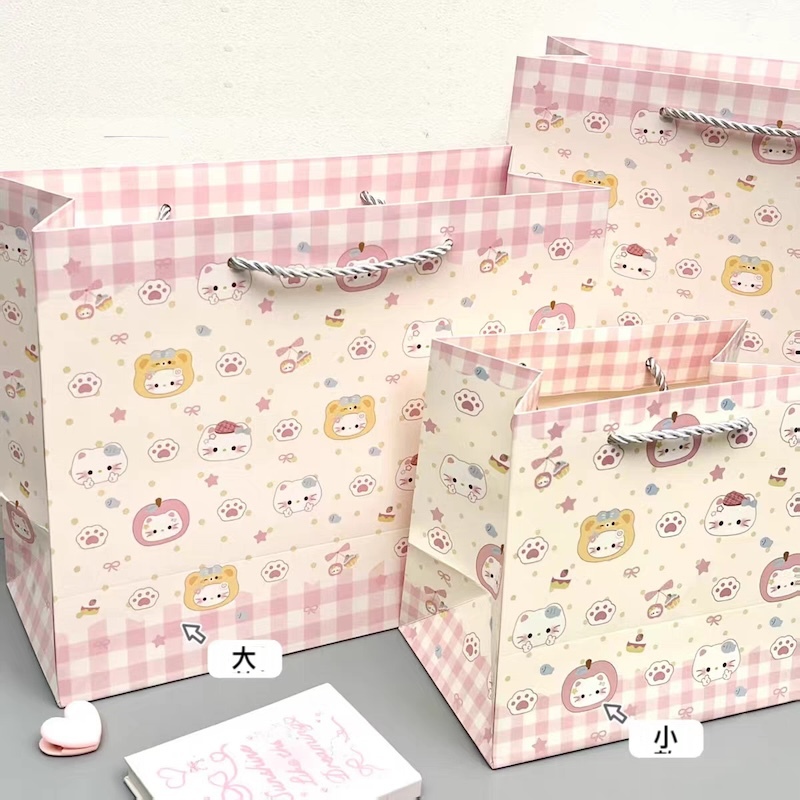 《05072》粉格可愛貓咪款禮品袋/紙袋