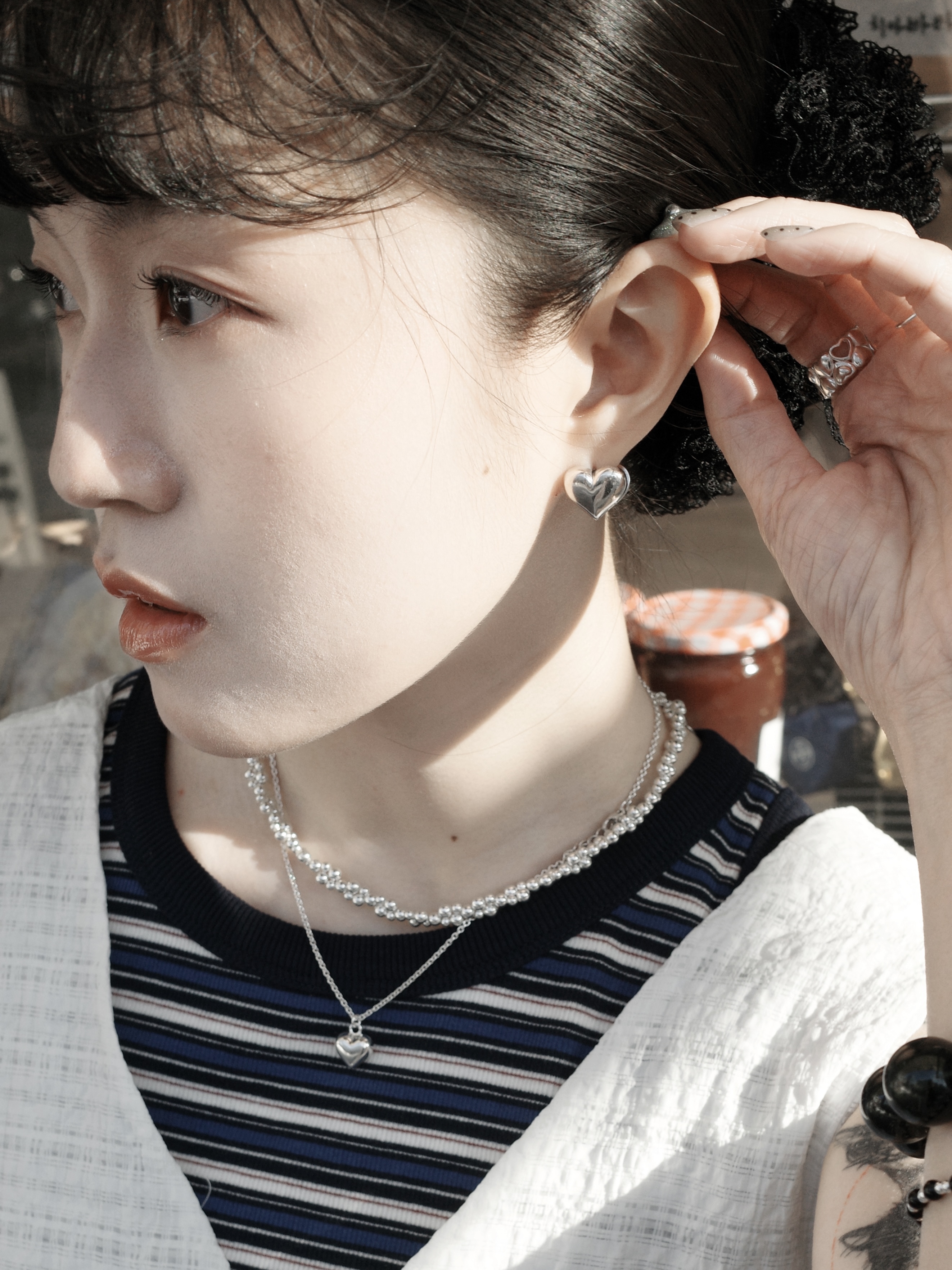 5.ac 【 Kaki＊must have 】925sliver細鎖鏈立體心心項鍊