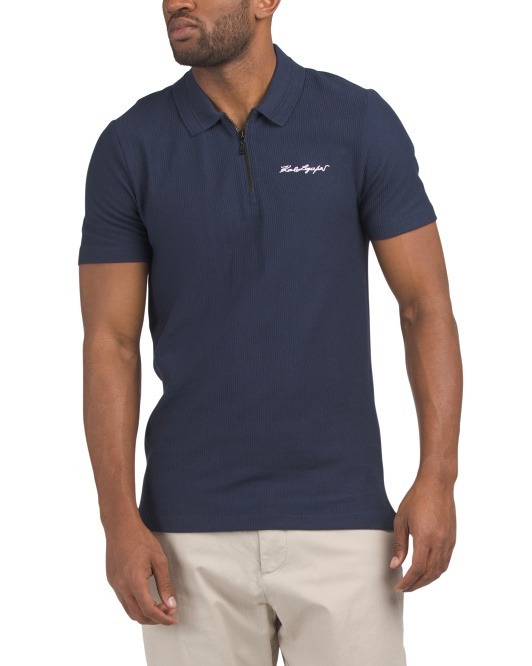 【預購】KARL LAGERFELD PARIS H050635 男裝Logo 拉鍊 Polo 衫