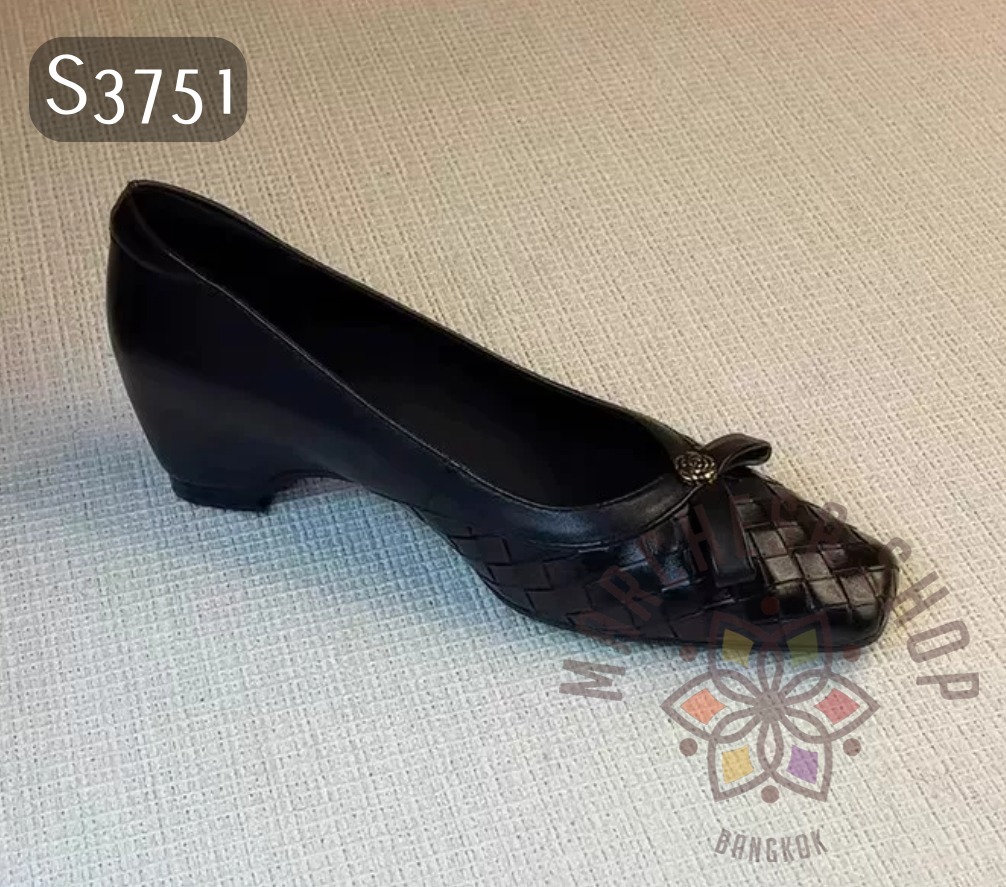 S3751 - 羊皮編織方頭內增高高踭鞋
