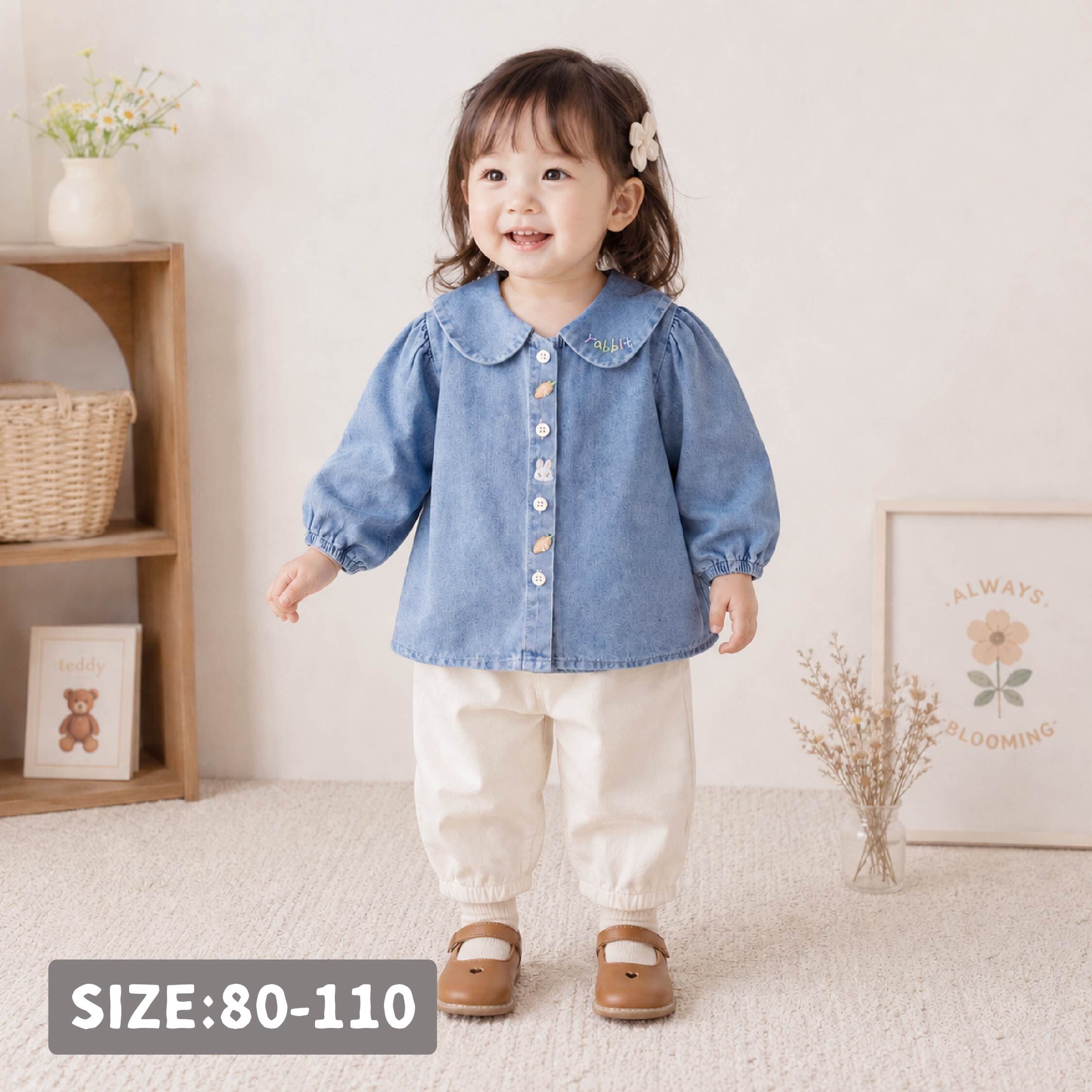 萌萌小兔胡蘿蔔刺繡外套 (H65149)