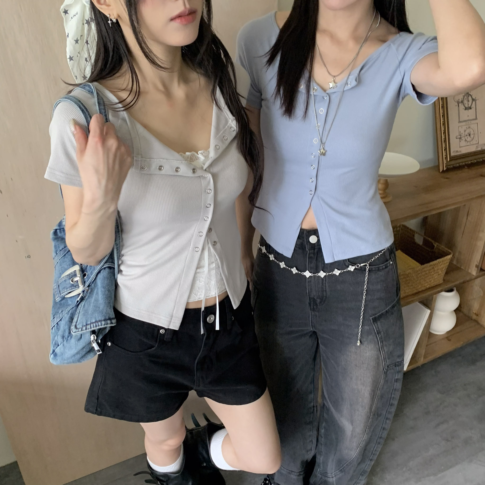 ISA_(推)每天都不一樣! 一件超多穿壓釦上衣_64097