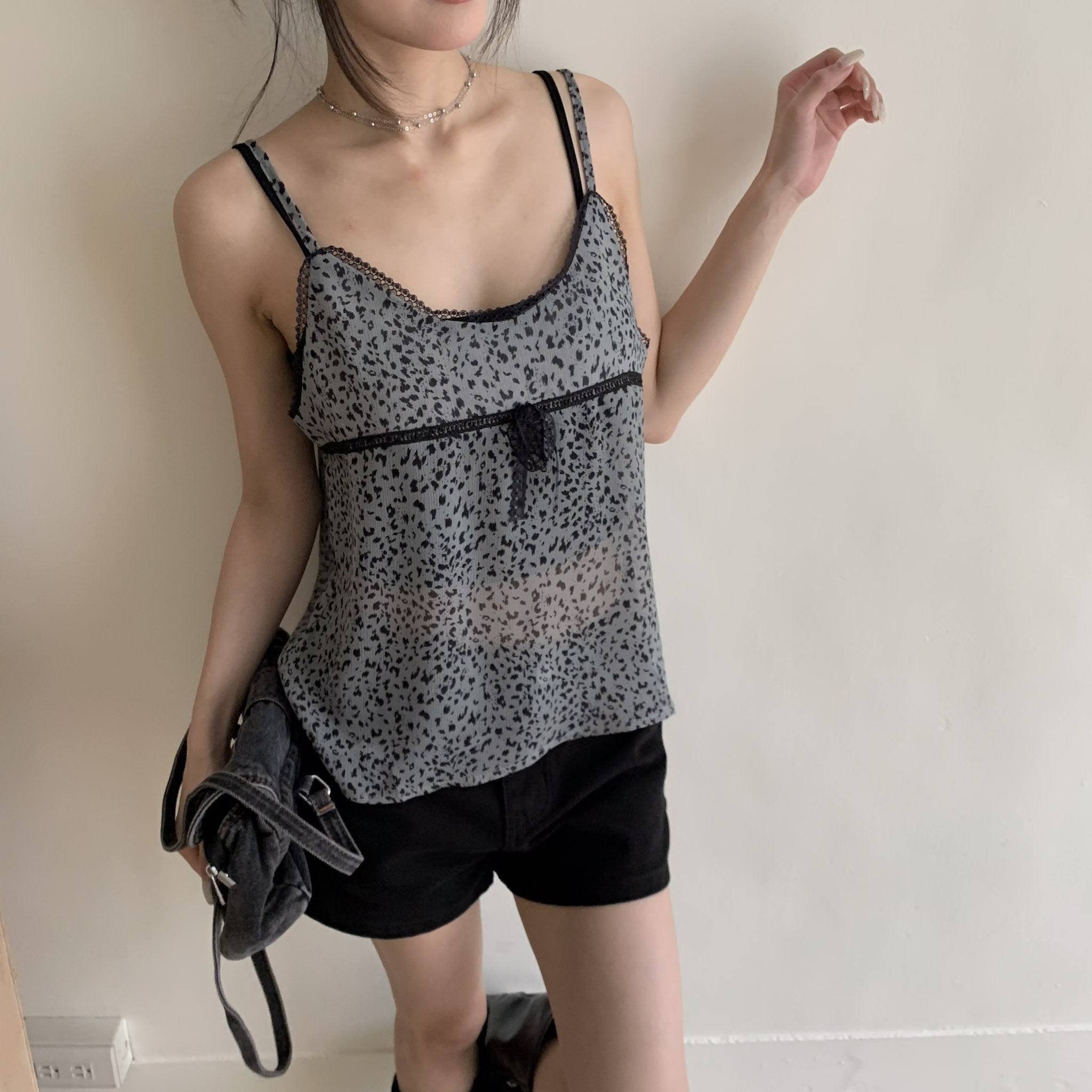 ISA_Friday Night 微醺豹紋蕾絲吊帶背心_64091