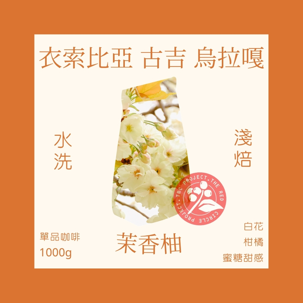 【紅圈計畫】淺焙｜衣索比亞 古吉 烏拉嘎 G1 茉香柚 水洗處理法 咖啡豆 一公斤裝 咖啡豆｜友善咖啡 永續咖啡｜暖窩咖啡